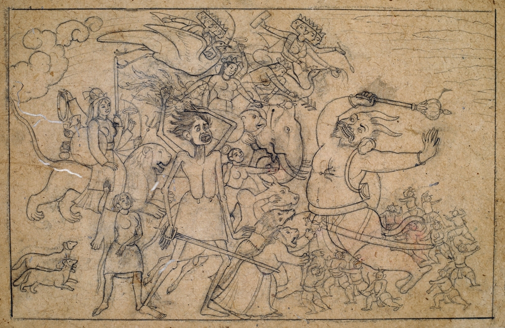 Killing of Raktabija, Devi along with the army of Saptamatrikas